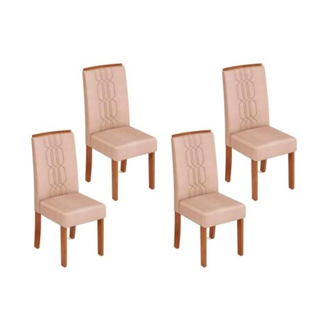 Kit 4 Cadeiras de Cozinha Zoe 4 Un Freijo/suede Creme - Dj Móveis