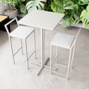 Ver imagem 1 de Conjunto Mesa Alta Bar Bistrô Quadrada Branca 2 Banquetas Confort Estofado White Don Castro