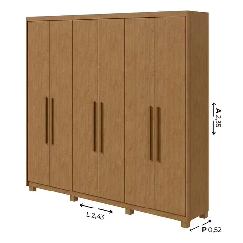 Guarda-Roupa casal 6 portas Aries- Lopas - Amendoa Clean - 6