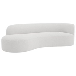 Divã Recamier Orgânico Tokyo 180cm Lado Esquerdo Bouclé Branco - Amarena Móveis - 1