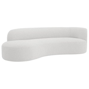 Divã Recamier Orgânico Tokyo 180cm Lado Esquerdo Bouclé Branco - Amarena Móveis