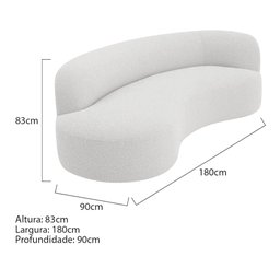 Divã Recamier Orgânico Tokyo 180cm Lado Esquerdo Bouclé Branco - Amarena Móveis - 3