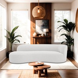 Divã Recamier Orgânico Tokyo 180cm Lado Esquerdo Bouclé Branco - Amarena Móveis - 2