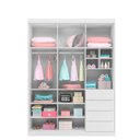 Ver imagem 2 de Conjunto Infantil Guarda Roupa e Cômoda Jade 3 Portas Giratória 4 Gavetas MDF Branco Sal Movelaria