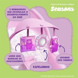 Cadeira de Descanso e Balanço para Bebês - Até 18 kg - Seasons - Rosa - Multikids Baby - 5