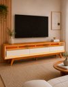 Ver imagem 1 de Rack Home para TV 85 Polegadas Sala Pés Madeira Tunísia Cor:Off-White e Madeira