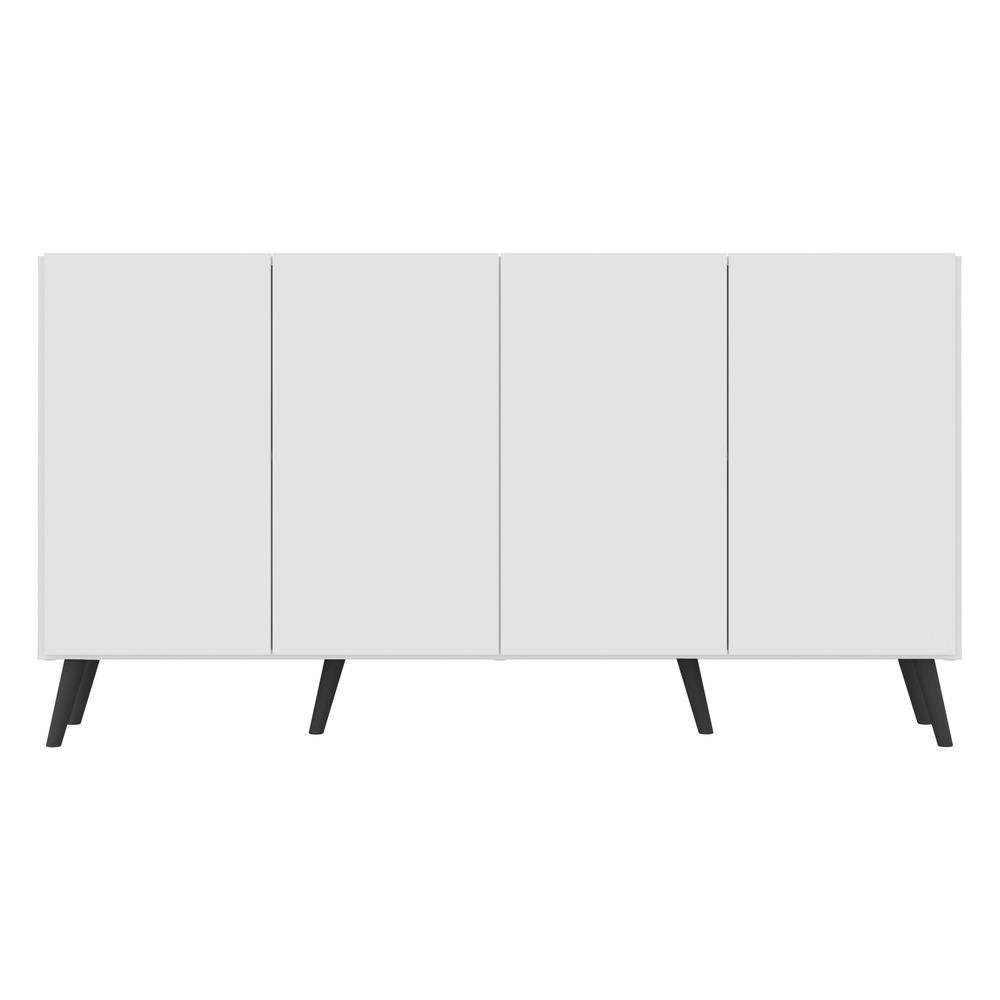 Aparador Buffet Retrô Multimóveis Veneza 4 Portas FG3556 Branco/Preto - 7