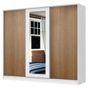 Ver imagem 2 de Guarda Roupa Casal 100% Mdf Madesa Eros 3 Portas de Correr com Espelho - Branco/rustic/branco