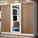 Ver imagem 1 de Guarda Roupa Casal 100% Mdf Madesa Eros 3 Portas de Correr com Espelho - Branco/rustic/branco