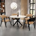 Ver imagem 2 de Kit 4 Cadeiras Sala de Jantar Estar Living Estofada Suran L02 Preto Bouclê Mostarda - Lyam Decor