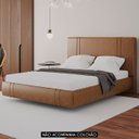 Ver imagem 1 de Cama Queen Flutuante com Cabeceira 160cm Lyra Sintético Camel S05 - Mpozenato