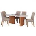 Ver imagem 2 de Mesa de Jantar 6 Lugares Ester Fernanda com Vidro Cinamomo/off White/bege - Cimol