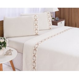 Jogo de Lençol Queen em Promoção Veneza Palha com Caki 4pçs - 3