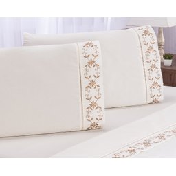 Jogo de Lençol Queen em Promoção Veneza Palha com Caki 4pçs - 2