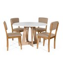 Ver imagem 1 de Mesa de Jantar Redonda Montreal Bran/jade com 4 Cadeiras Estofadas Ella Marrom Claro