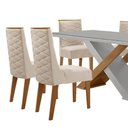 Ver imagem 4 de Mesa Sala de Jantar Carol 180cm e 6 Cadeiras Safira Moderna Veludo Creme/off White/imbuia