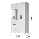 Ver imagem 7 de Guarda Roupa Solteiro 4 Portas com Espelho 2 Gavetas Branco - Rosa - Azul - Lilas Flex Madri - Moval