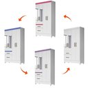 Ver imagem 5 de Guarda Roupa Solteiro 4 Portas com Espelho 2 Gavetas Branco - Rosa - Azul - Lilas Flex Madri - Moval