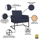 Ver imagem 4 de Poltrona Resistente Base de Ferro Courino para Recepção Luxo - Moblan Decor:Azul