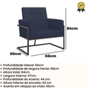 Ver imagem 5 de Poltrona Resistente Base de Ferro Courino para Recepção Luxo - Moblan Decor:Azul