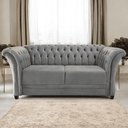 Ver imagem 1 de Sofá Recamier Divã Chesterfield 200cm Sofia Suede Cinza Capitonê- Mabe Magazine