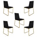 Ver imagem 1 de Kit 5 Cadeiras de Jantar Estofada Lille Base Gold Veludo Preto - Montanaris Decor