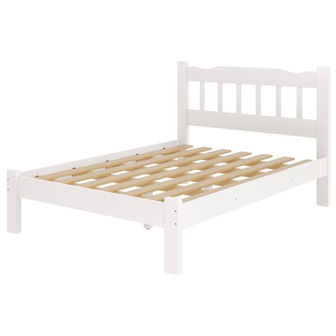 Cama Casal Perola New Branco em Madeira Maciça