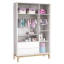 Ver imagem 2 de Quarto de Bebê 3 Portas New Classic Branco com Pés Madeira Natural e Colchão Gazin - Reller