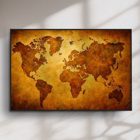 Quadro Decorativo Mapa Mundi Antigo e Detalhado