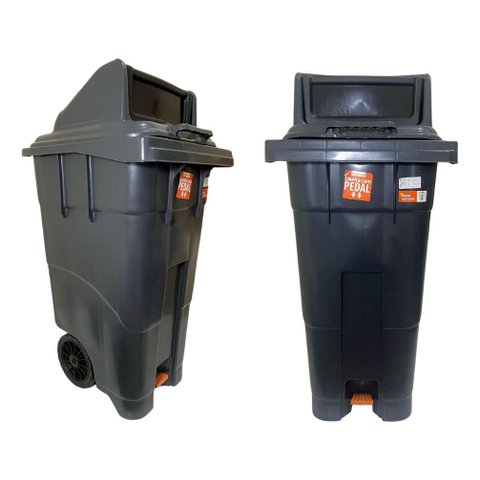 Lixeira Grande Coletora 120 Litros com Pedal Rodas Antares