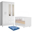 Ver imagem 1 de Berço Multifuncional Life 2217 MDF Colchão Incluso Branco Guarda Roupa com Espelho