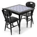 Ver imagem 1 de Conjunto Mesa Jantar Quadrada 80x80cm Madeira + 2 Cadeiras Cozinha Sala - Azulejo Português - Preta