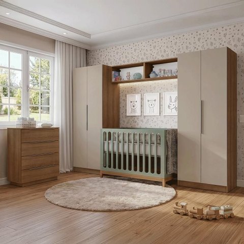 Quarto Infantil Neo com 2 Guarda Roupas 4 Portas 4 Gavetas MDP Rustic Madesa