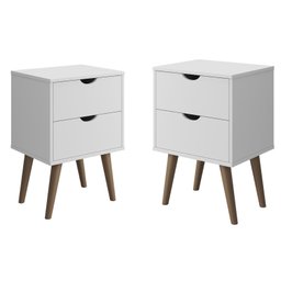 Conjunto Mesa de Cabeceira para Quarto Decore Madri Retrô Pés Palito:branco - 1