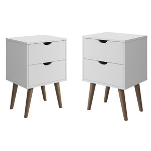 Conjunto Mesa de Cabeceira para Quarto Decore Madri Retrô Pés Palito:branco