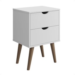 Conjunto Mesa de Cabeceira para Quarto Decore Madri Retrô Pés Palito:branco - 3