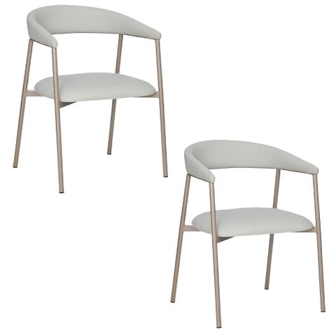 Cadeiras Estofadas C/ Encosto Curvo e Base Aço Carbono 2 Un Cor:nude com Champagne