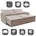 Ver imagem 4 de Sofá sem Caixa Retrátil Baú 1,95m Lounge Linho Bege Claro Cama inbox