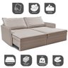 Sofá sem Caixa Retrátil Baú 1,95m Lounge Linho Bege Claro Cama inbox - 4