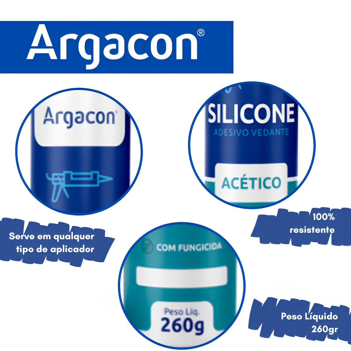 Silicone Incolor Acético Transparente 260g Uso Geral Argacon - 5