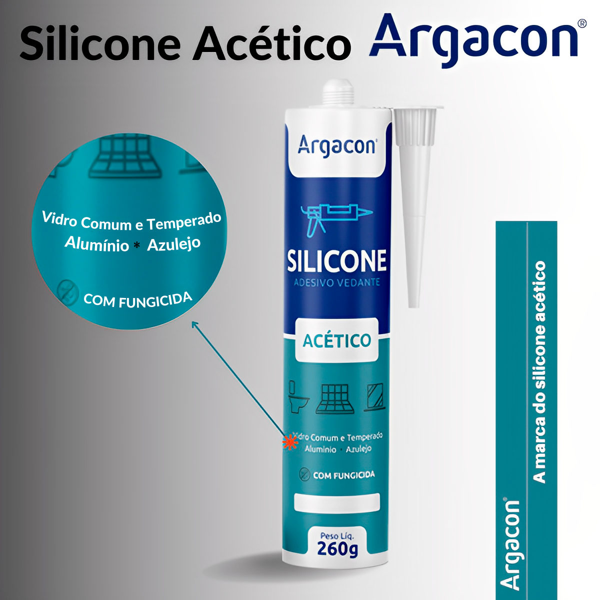 Silicone Incolor Acético Transparente 260g Uso Geral Argacon - 4