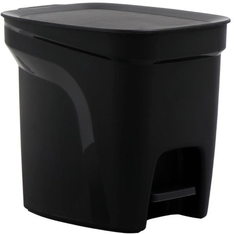 Lixeira com Tampa Pedal 7l Tramontina Compact Plástico Preto Cesto de Lixo para Casa