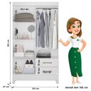 Ver imagem 3 de Guarda Roupa Solteiro Chile com Cômoda Texas e Armário Multiuso New Íris Branco Brilho – Moval