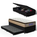 Ver imagem 1 de Cama Box Baú com Colchão Gazin de Molas Ensacadas Pillow Top Air Pro + Auxiliar de Espuma Solteiro