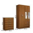Ver imagem 4 de Guarda-roupa Solteiro Eden 4 Portas 2 Gavetas e Espelho com Cômoda 5 Gavetas Cinamomo - Panorama Móv