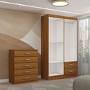 Ver imagem 5 de Guarda-roupa Solteiro Eden 4 Portas 2 Gavetas e Espelho com Cômoda 5 Gavetas Cinamomo - Panorama Móv