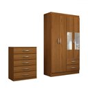 Ver imagem 3 de Guarda-roupa Solteiro Eden 4 Portas 2 Gavetas e Espelho com Cômoda 5 Gavetas Cinamomo - Panorama Móv