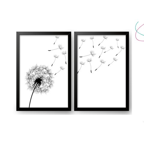 Quadro Decoração Casa 20x30 Dente de Leão Moldura e Vidro:preta