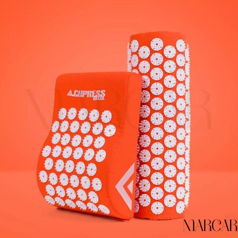 Tapete Acupress Brasil com Travesseiro para Relaxamento Completo "laranja"