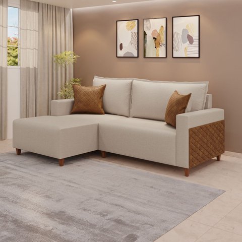 Sofá Linving com Chaise Confort 238cm 4 Lugares Milão